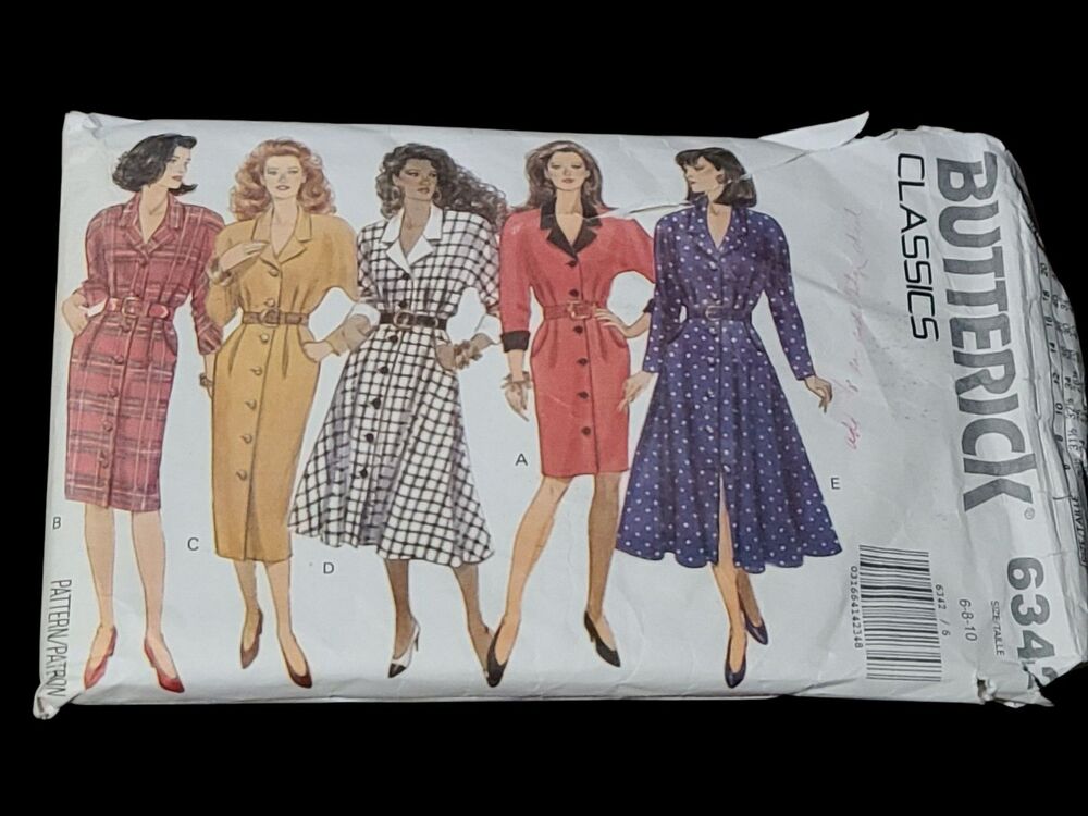 Vtg Butterick Sewing Pattern Misses Dress Size 6-8-10 #6342 Cut 1992